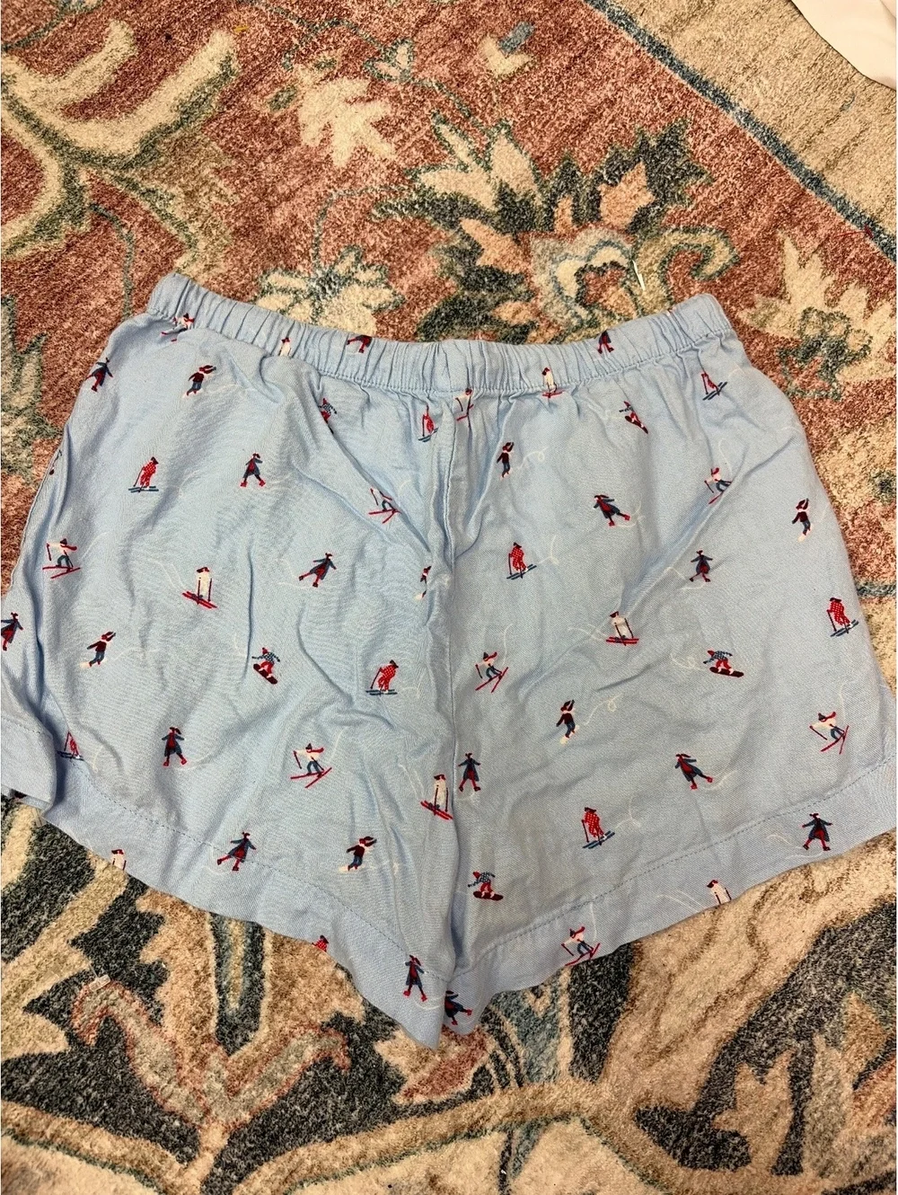 Auden Light Blue Boxer Shorts with Skiing Print, Size XS
